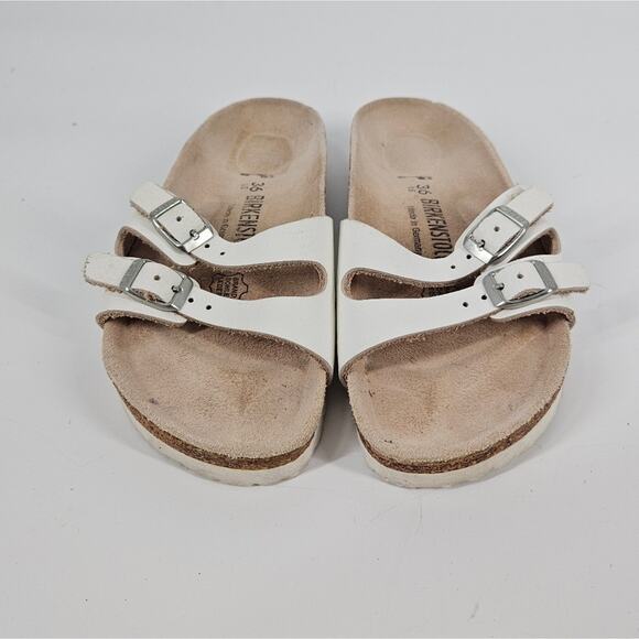 Birkenstock White Leather Double Strap Buckle Sandals 5 - Picture 2 of 8